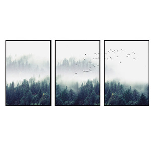Arte de pared abstracto moderno lienzo de 3 piezas arte de pared paisaje de bosque denso pinturas de naturaleza muerta para la decoración del hogar de la sala de estar - Product Image 1