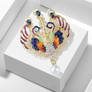 Nuevo Broche de Aleación de Lujo con Esmalte de Aves y Fénixes Retro, de Moda, con Perlas, para Solapa de Traje, para Mujer - Product Image 6