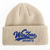 Bonnet en laine de haute qualité, chaud et confortable pour homme et femme, avec logo brodé personnalisé, bordure en tissu éponge, bonnet d'hiver épais et tricoté.