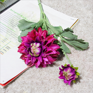 ดอกไม้ดอกรักเร่ประดิษฐ์สัมผัสได้จริง<span class=keywords><strong>2</strong></span>หัวสำหรับตกแต่งงานแต่งงานคริสต์มาสดอกไม้ประดิษฐ์สีชมพูเบอร์กันดีสำหรับหลุมฝังศพ - Product Image 2