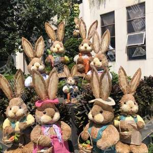 Coniglio di Pasqua in Paglia da 14 Pollici, Vari Stili, Direttamente dalla Fabbrica, Decorazione per Casa e Giardino, Forniture per le Festività Pasquali - Product Image 4
