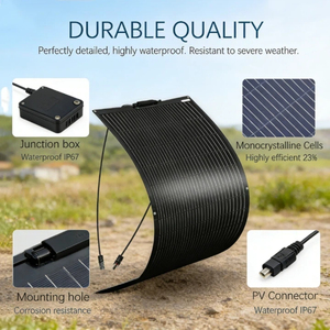 Panneau solaire monocristallin flexible Alecter Solar APH-P151 haute puissance 100W 12V, efficacité 23%, léger, pour bateau, camping-car, cabane - Product Image 5