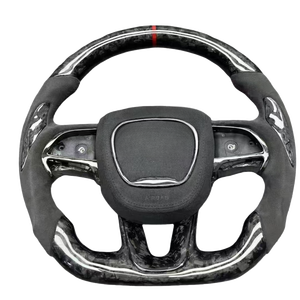 Volante Deportivo de Fibra de Carbono Forjado con Luces LED para Dodge Challenger Hellcat Charger <span class=keywords><strong>Rt</strong></span> Srt Scat Pack 2014 2015 <span class=keywords><strong>2016</strong></span> 2017 2018 2022 2023 - Product Image 3