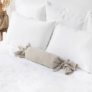Funda de almohada de lino puro en forma de cilindro, refuerzo cervical, caramelo, especial para dormir, más vendida, 100%