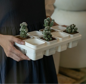 <span class=keywords><strong>Grand</strong></span> plateau carré moderne pour jardin extérieur 24 trous pour pépinière Support de succulentes en plastique épaissi - Product Image 1