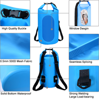 Bolsa impermeable para deportes acuáticos, bolsa seca con logotipo personalizado de 2L, 10L, 15L, 20L, 30L, 500D, PVC