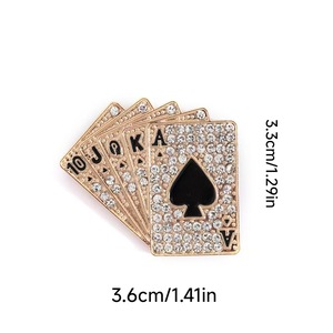 Bros Pin Kartu Poker Laris Manis Bahan Seng untuk Kerah Jas Pria dan Wanita, Bros Mewah - Product Image 1