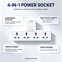 Adaptor Stopkontak Dinding Universal 4 Lubang Dengan Saklar Utama, Colokan 2 Pin EU UK US, Stopkontak Portabel