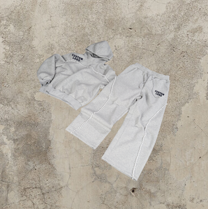 Ensemble de survêtement décontracté en laine unisexe à deux pièces, imprimé tricoté, automne, lourd, surdimensionné, sweat-shirt et pantalon de survêtement, vêtements de détente coordonnés - Product Image 2