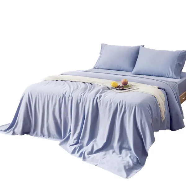Lençol de cama de eucalipto orgânico e macio, conjunto para cama
