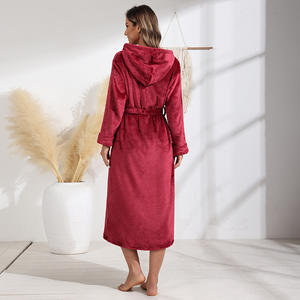 Robe en flanelle à manches longues <span class=keywords><strong>pour</strong></span> femmes, cardigan d'automne/hiver à capuche avec fermeture éclair, robe unisexe, pyjama, tenue de <span class=keywords><strong>couple</strong></span>, peignoir en peluche à capuche - Product Image 4