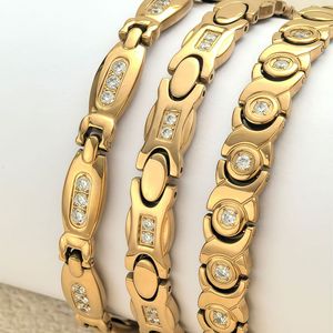 Bracelet magnétique en acier inoxydable et zircon pour femme, couleur or, bijoux de luxe <span class=keywords><strong>tendance</strong></span>, vente en gros d'usine, en stock - Product Image 1