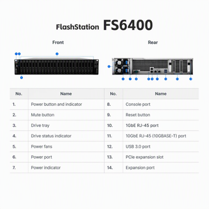 Serveur NAS Synology FS6400 24 baies en rack, stockage tout flash, double processeur Xeon Silver, 32 Go de mémoire ECC DDR4, 10 GbE ISCSI pour la virtualisation - Product Image 2
