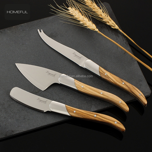 Set de 3 coupe-<span class=keywords><strong>fromage</strong></span> <span class=keywords><strong>Laguiole</strong></span> en acier inoxydable avec manche en bois d'olivier pour couper le beurre et le <span class=keywords><strong>fromage</strong></span> - Product Image 1