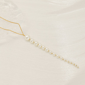 Zogxin Pearl Necklace Long Graduated White Pearls Gold Chain Women's Everyday Wear Jewelry - Product Image 2