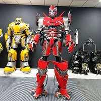 Costume d'armure mecha rouge et noir unisexe pour adulte avec yeux LED pour spectacles sur scène et accessoires Comic Con