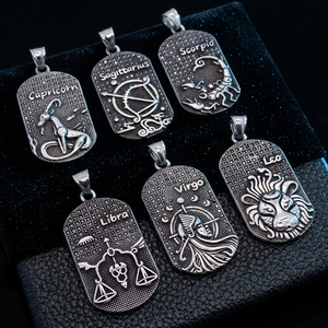 Collar con Colgante de Constelación de Plata Tibetana con Engaste Pavé, Unisex, Signo Zodiacal Libra, Leo, Virgo, Escorpio, Sagitario, Capricornio, Regalo - Product Image 1