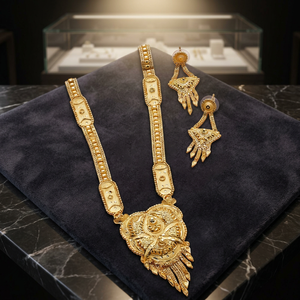 Venta al por mayor de moda 14K 18K 24K chapado en oro collares conjunto, formando collares largos conjunto, diseño floral de oro lleno de latón conjunto de joyas - Product Image 1
