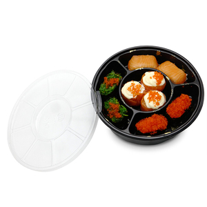 Boîte d'emballage de sushi, <span class=keywords><strong>bento</strong></span> <span class=keywords><strong>rond</strong></span> jetable à emporter, boîte ronde en plastique pour la vente, 50 pièces - Product Image 2