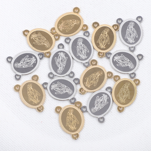 Children's 3-hole Virgin Mary St. Benedict Pendants | 18k PVD Plated Stainless Steel Charms & Medals DIY Catholic <b>Rosary</b> Making - Product Image 2