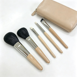 5-Piece Soft Synthetic Bristle Makeup Brush Set Wood Handle Aluminum Ferrule Powder Blush Concealer Private Label Kit - Product Image 2