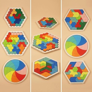 Puzzle géométrique en bois Montessori pour les tout-petits et les jeunes enfants, jouet éducatif cognitif DIY, développement de la pensée logique - Product Image 2