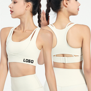 Sujetador deportivo de cuello alto ajustable para <span class=keywords><strong>mujer</strong></span>, <span class=keywords><strong>camiseta</strong></span> sin mangas de impacto ligera y transpirable para gimnasio, correr, Yoga, Top corto Sexy para adultos - Product Image 1