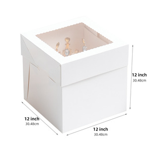 Boîte à gâteau d'anniversaire carrée blanche en <span class=keywords><strong>carton</strong></span> avec couvercle transparent, boîte à pâtisserie, <span class=keywords><strong>emballage</strong></span> <span class=keywords><strong>pour</strong></span> desserts 8/10/12 pouces - Product Image 6