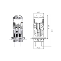LANSEKO Phare de projecteur LED Mini T08 H7 haute puissance 6200LM 40W avec ventilateur de refroidissement Puce LED GC-3570 pour lentille de projecteur de voiture