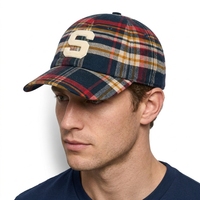 Gorra de Béisbol de Diseño de Alta Calidad, de Tela a Cuadros de Algodón, de 6 Paneles, con Logotipo Bordado en Tela