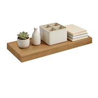 Étagères murales flottantes classiques en chêne, 60x23.5x3.8cm, avec supports invisibles en bois pour chambre et salon