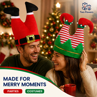 Chapeaux d'elfes de Noël - en plastique souple, coupe classique avec impression numérique motif pieds de Père Noël pour accessoires de fête cosplay