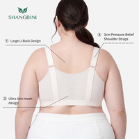 Sujetador inalámbrico SHANGBINI Ivory con broche frontal, copas de malla de nido de abeja, talla grande, top cómodo, suministro de fábrica con logotipo personalizado OEM