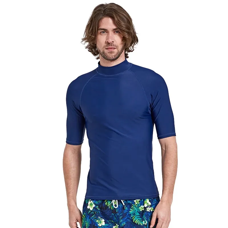 Chemises de compression à manches courtes pour hommes, logo personnalisé, vierge, anti-uv, bjj, protection contre l'éruption cutanée, natation, surf, plongée