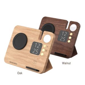 2025 yeni gelenler Retro tarzı dijital saat 3 in 1 katlanabilir ahşap kablosuz telefon Airpod kulaklık için şarj istasyonu yerleştirme - Product Image 6