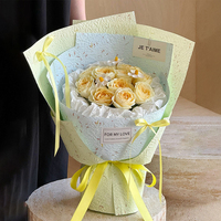 Papier d'emballage floral Fenghua gaufré en forme de pétale, texture froissée 3D avec fibres intégrées, lot de 5 feuilles, fournitures florales vintage