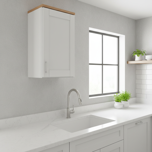 Armadio da Cucina Sunique a Parete, Design Moderno Rettangolare, Porta in Legno Massello con Finitura Laccata, Profondità 12-17,9 Pollici - Product Image 3