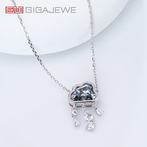 Gigajewe 3ct ทั้งหมด9K/14K/18K สร้อยคอทองคำขาวสีขาว9.5*7มมเมฆตัด Moissanite เมฆฝนธรรมชาติ - Product Image 2