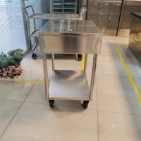 Chariot de cuisine professionnel en acier inoxydable avec roulettes, table à condiments pour restaurant commercial, chariot de service