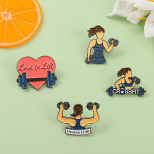 GYM MOOE esmalte Pins mancuerna personalizada Keep Love deportes y Fitness broche solapa insignia bolsa dibujos animados joyería regalo para amigos - Product Image 2