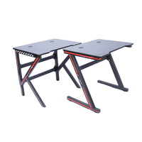 Bureau de jeu moderne en métal en forme de T avec éclairage RGB pour bureau à domicile - Bureau d'ordinateur avec design profond