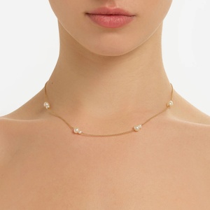 Collier <span class=keywords><strong>en</strong></span> <span class=keywords><strong>or</strong></span> <span class=keywords><strong>18</strong></span> <span class=keywords><strong>carats</strong></span> avec perles, <span class=keywords><strong>en</strong></span> argent sterling 925, tendance, personnalisé, design classique, collier superposable, petits accessoires - Product Image 2