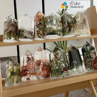 Vente en gros de petits pointes de cristal de quartz fantôme vert fantôme pour la guérison spirituelle, autre artisanat de cristal naturel