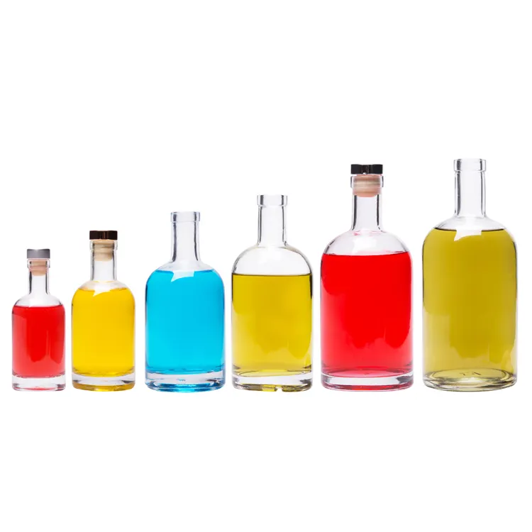Garrafas de licor de vidro com cortiça, super qualidade, 100ml, 200ml, 375ml, 500ml, 750ml