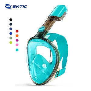 Máscara facial completa antiembaçante para mergulho com snorkel, máscara de mergulho a seco para natação, com visão ampla de 180°, máscara facial anti-vazamento