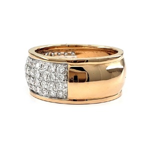 China Elegant Fine Jewelry High Quality 18k Solid Yellow Gold Top Diamond Four Rows Eternity Wide Wedding Band Ring for Parties - Product Image 2