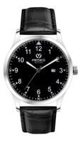 Montre pour homme MEDEO Luxury Charm MIYOTA, mouvement analogique, bracelet en cuir noir 24 mm, acier inoxydable, étanche, aiguilles lumineuses.