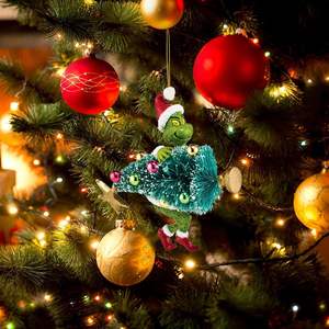 6 Pieces <strong>Christmas</strong> <strong>Tree</strong> Ornaments Flat Pendant with Lanyard Prevently <strong>Grinch</strong> Hanging Ornament - Product Image 5