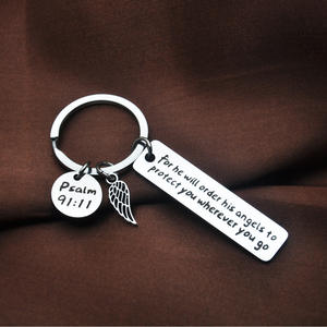 Gran oferta llavero de Metal llavero él ordenará a sus ángeles que te protejan donde quiera que vayas llavero único para uso Personal - Product Image 2