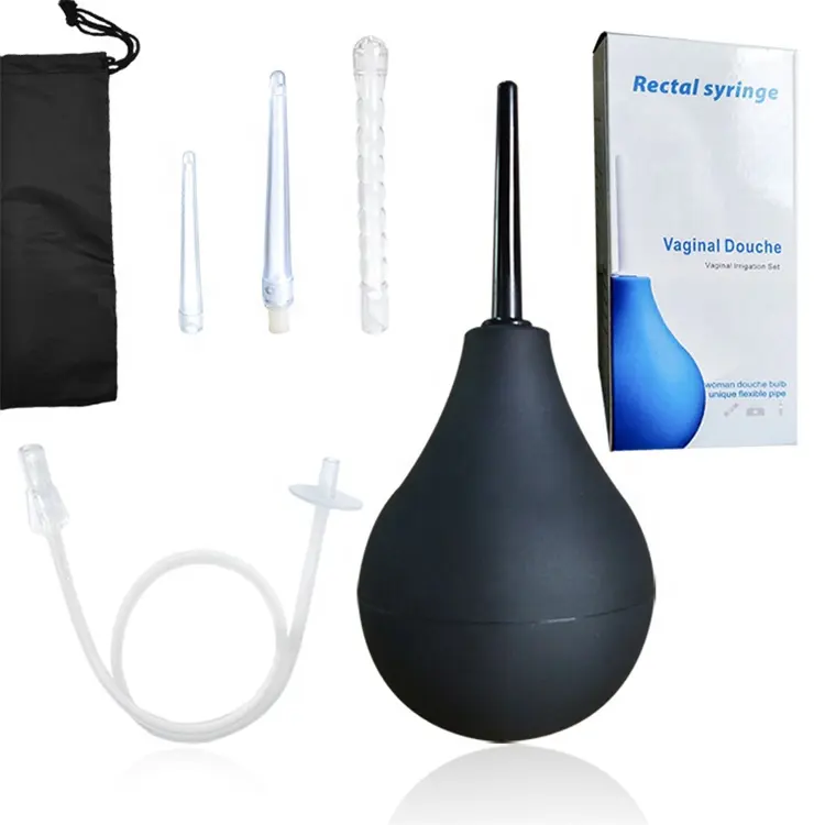 New Arrival 224ml Rubber Anal Vaginal Douche Irrigation Set Enema Bulb Kit With Nozzles